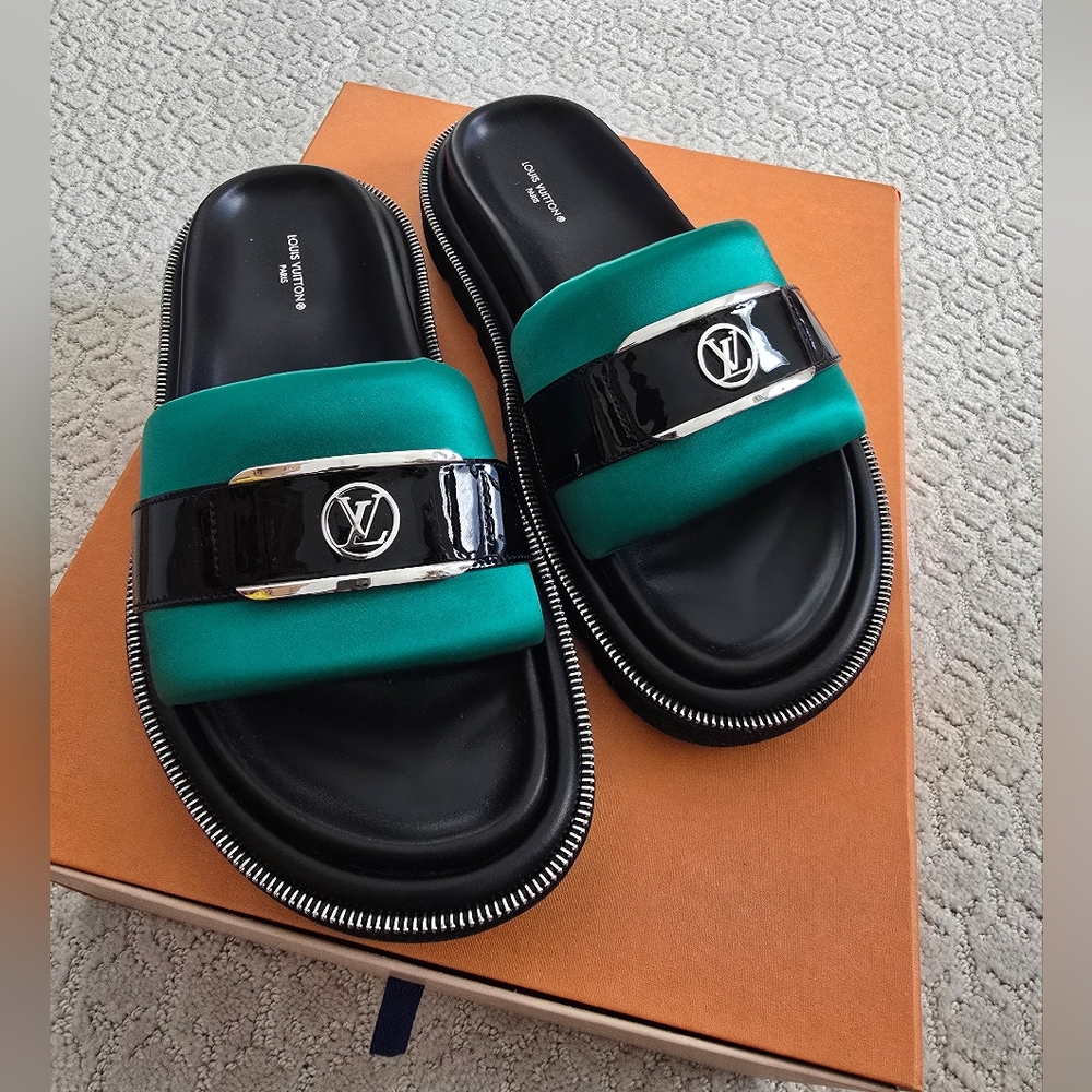 Louis Vuitton Black and Green Sandals